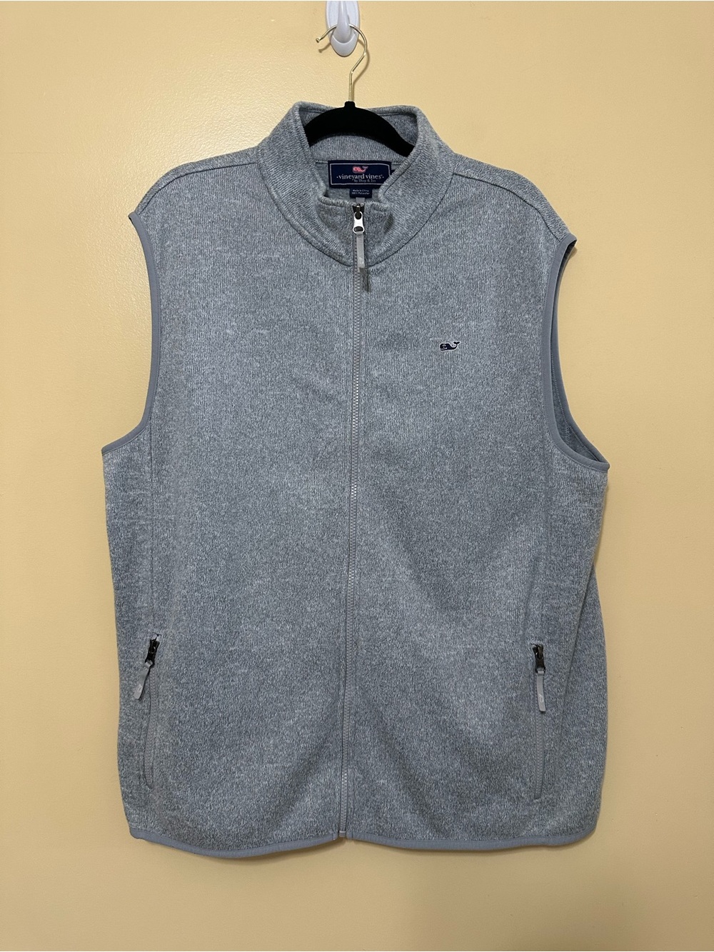 Vineyard Vines Mountain Sweater Fleece Vest Men XL Gray Full Zip Logo